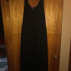 Black maxi dress with mesh layers